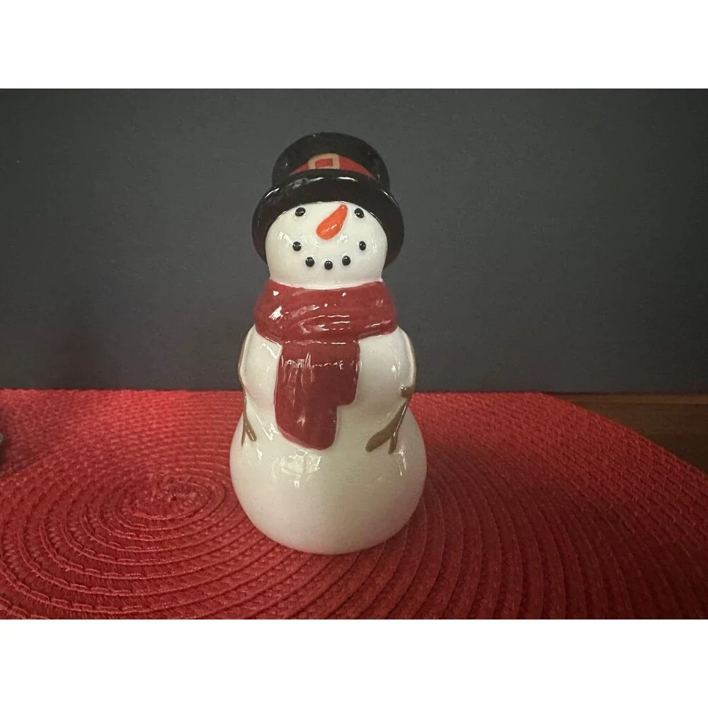 St. Nicholas Square Ceramic Christmas Snowman & Tree Salt Pepper Shaker Set